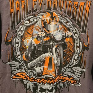 Harley Davidson Men's L Screamin Eagle Racing Shirt Biker T-Shirt Gray Graphic